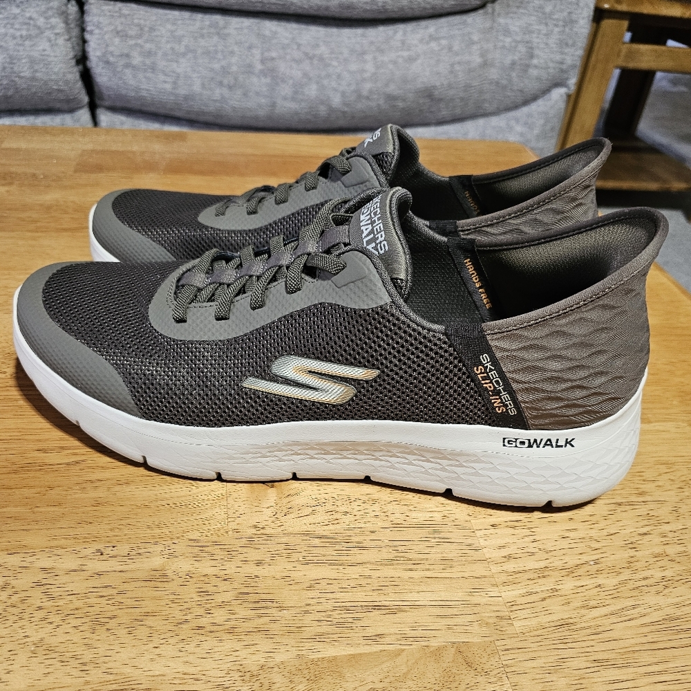 Skechers Go Walk Hands Free Slip Ins Brown Sneakers Size 15 Extra Wide